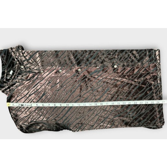 Vintage Panhandle Slim Womens M Brown Burnout Velvet Blouse Buttons Western Boho - Picture 4 of 7